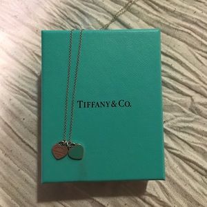 Tiffany & Co mini double heart tag necklace